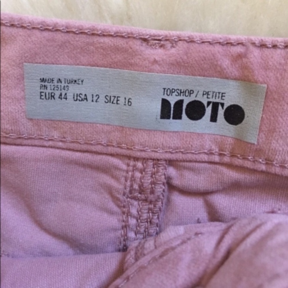 Topshop Moto Pink Velvet Raw Edge Mini Skirt - Picture 5 of 8